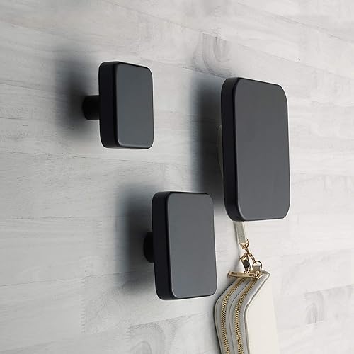 Miniatura 6 de MELANNCO Gancho cuadrado de pared MDF, juego de 3, negro