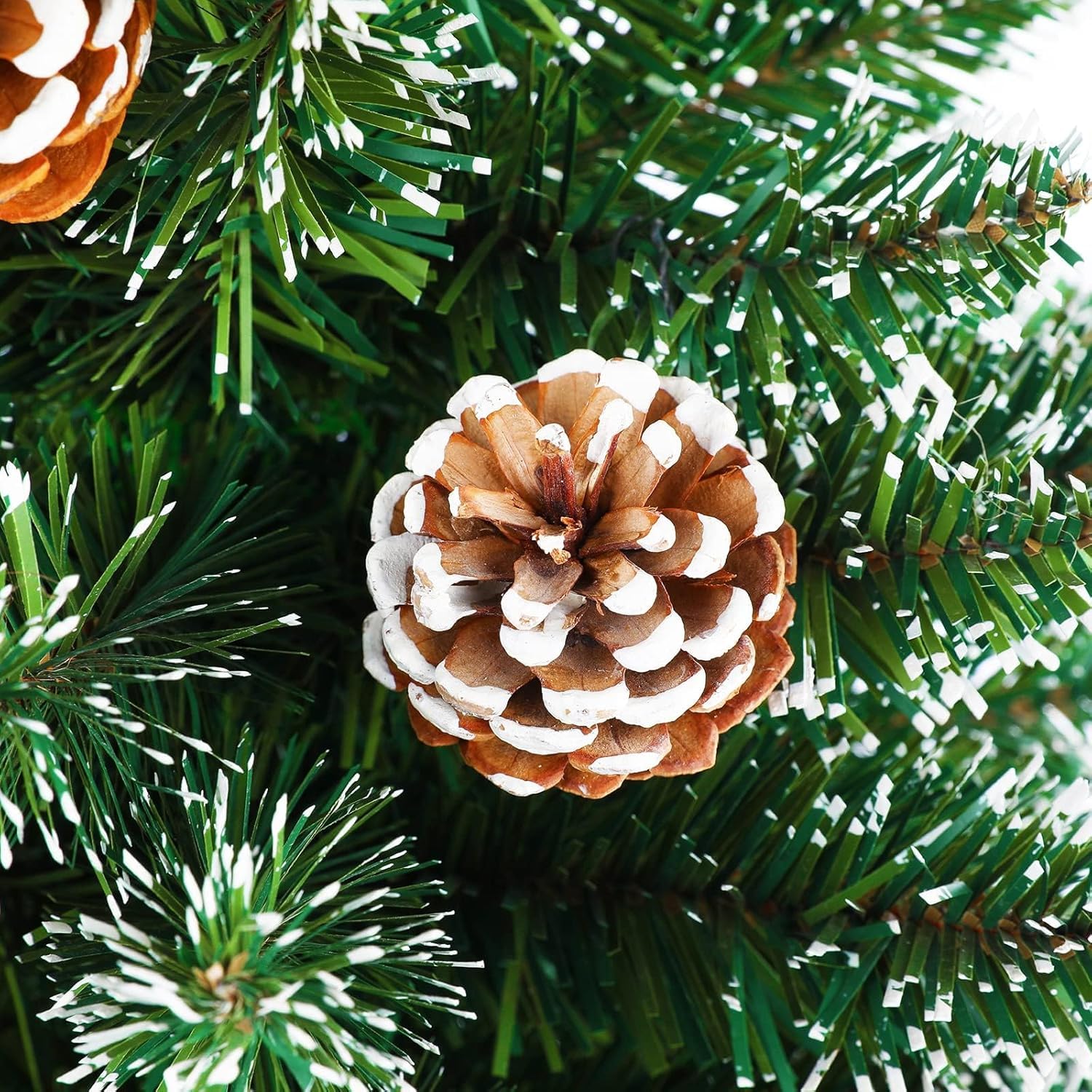 HENGMEI Albero di Natale Artificiale con Luci 120 cm Effetto Neve LED Abete con Supporto Decorazione Natalizia (120 cm 120 Luci)