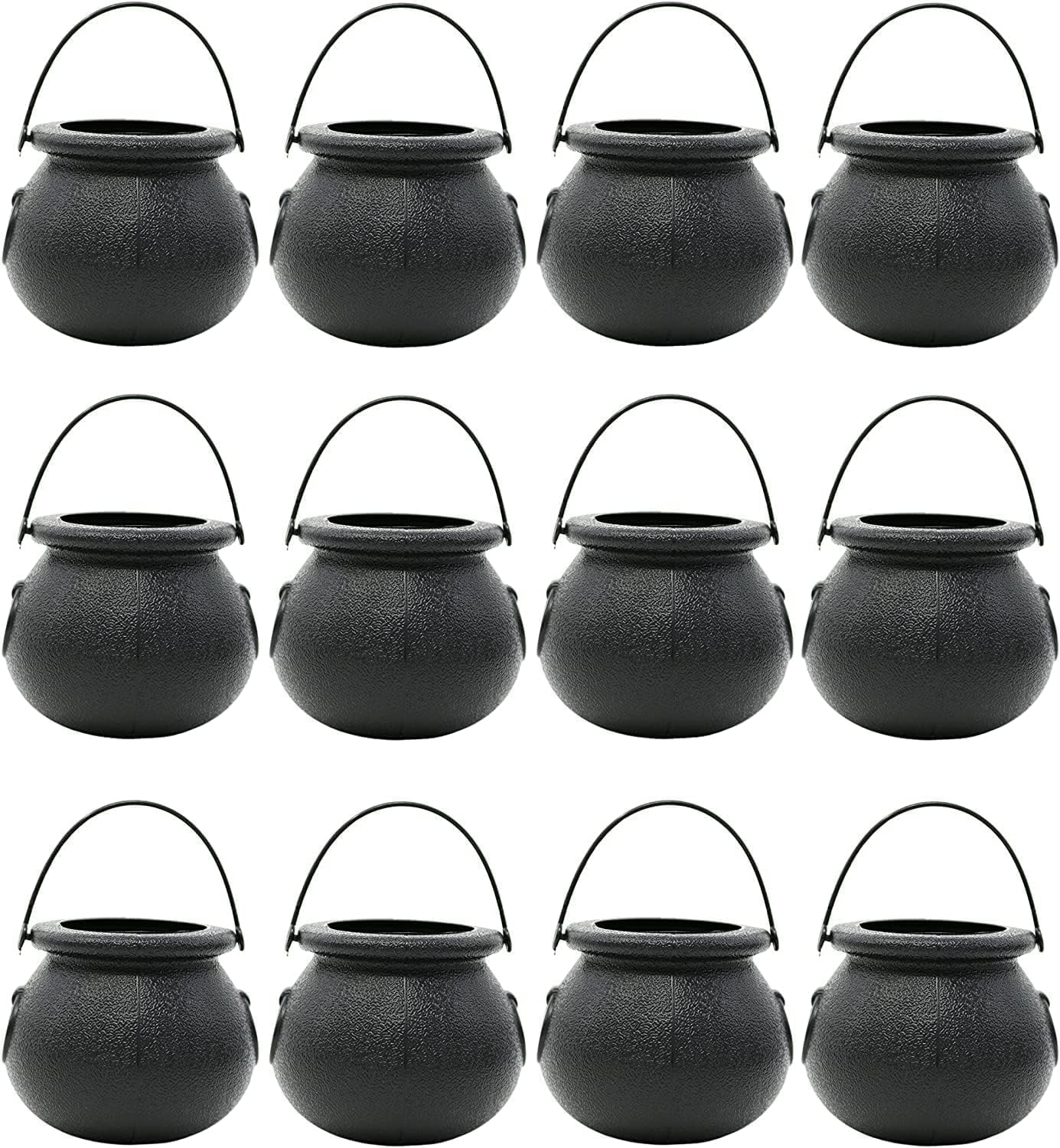 Cabilock 12 Pcs Mini Witch Cauldron Black Cauldron, Halloween Candy Bucket with Handle Halloween Trick or Treat Buckets Bags for Indoor Outdoor Home Kitchen Decoration