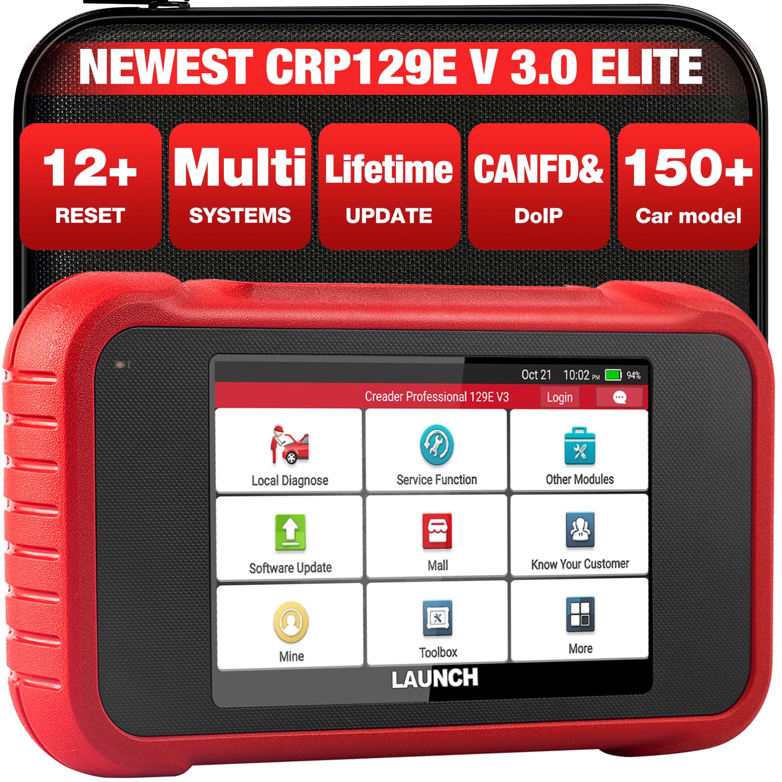 LAUNCH CRP129E V3.0 OBD2 Auto Diagnostica Italiano con 4 Sistemi e 12 Servizi di Riavvio, Diagnosi Sistema Motore ABS SRS Trasmissione, Ripristino Olio SAS DPF TPMS EPB Iniettore Codifica BMS OBD 2