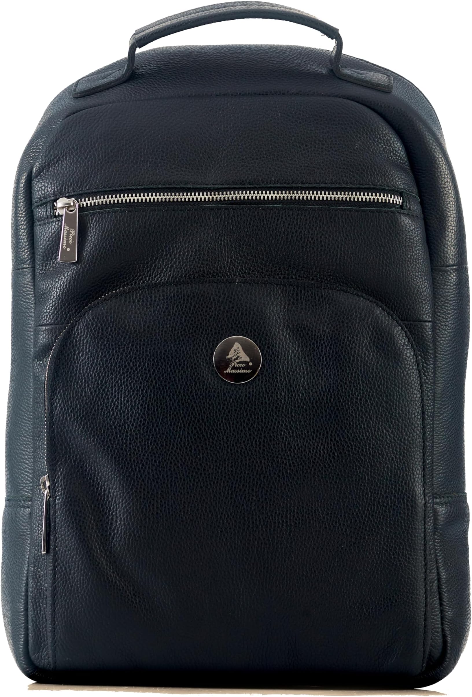 PICCO MASSIMOLeather Laptop Backpacks, Multiple Separate Compartments, Compatible Laptop Size - 17 inch, Padded Back Panel, Convenient for Daily Use, BLACK, S, Travel Backpacks