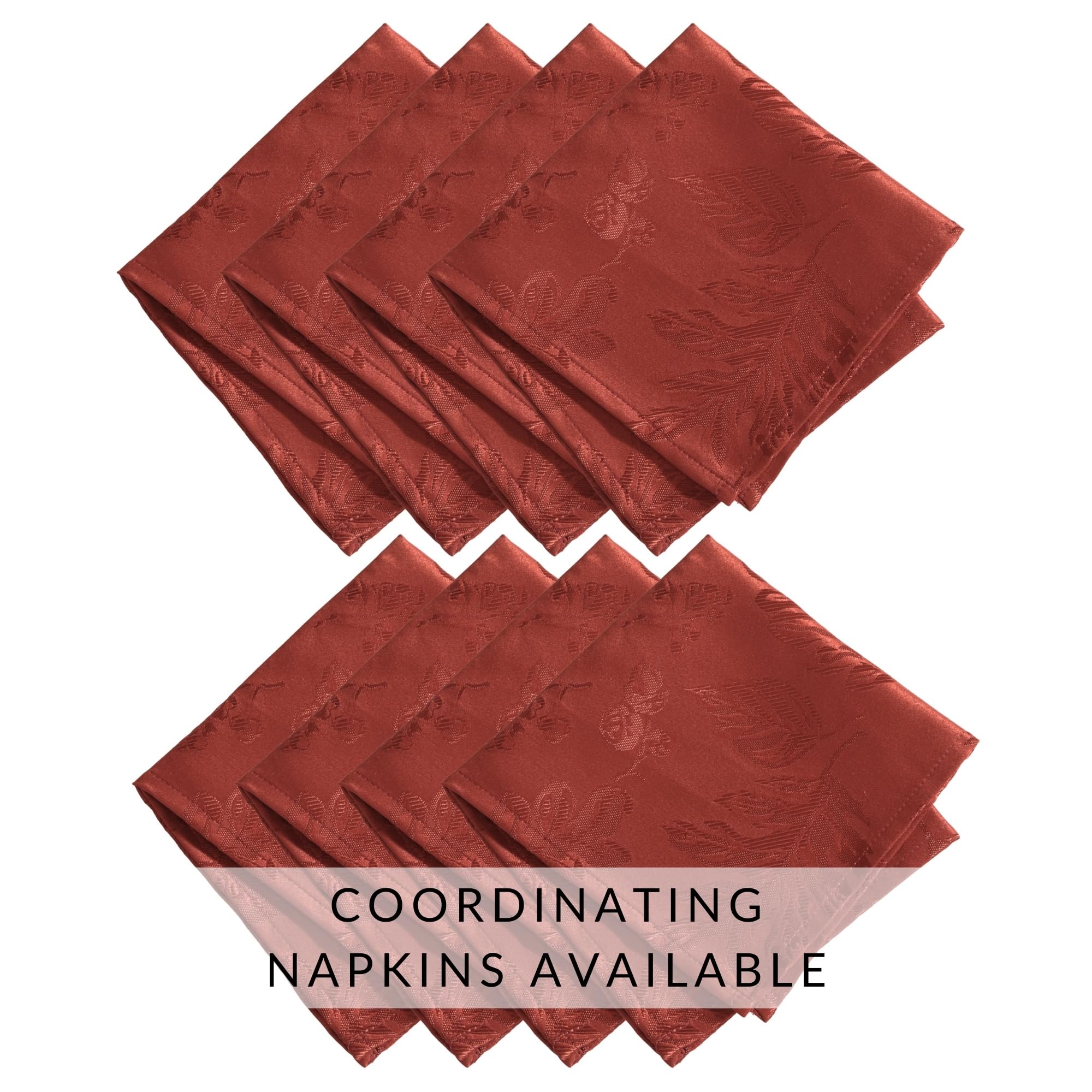 Elrene Home Fashions Elegante Mantel de Tela Jacquard de Damasco para otoño/Cosecha/Acción de Gracias, 60 Pulgadas x 84 Pulgadas, Ovalado, Color Rojo