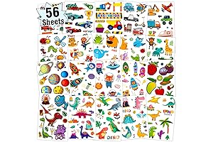 Partywind Waterproof Kids Temporary Tattoos for Boys (56 Sheets)