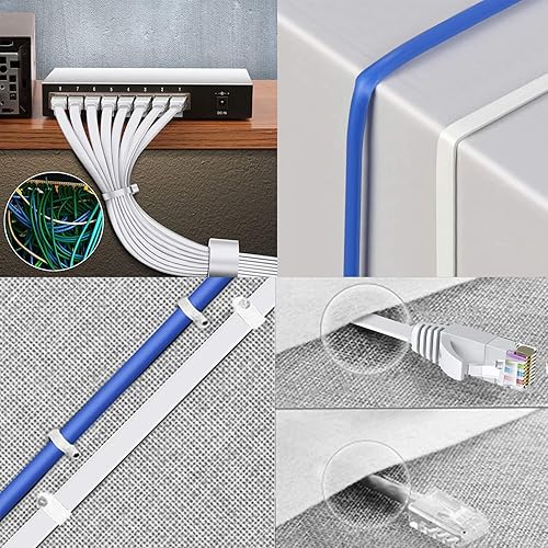 Miniatura 5 de BUSOHE Cable Ethernet Cat6 de 25 pies, paquete de 2, blanco, Cat-6 plano RJ45 para computadora, Internet LAN, red Ethernet, cable de conexión, cable