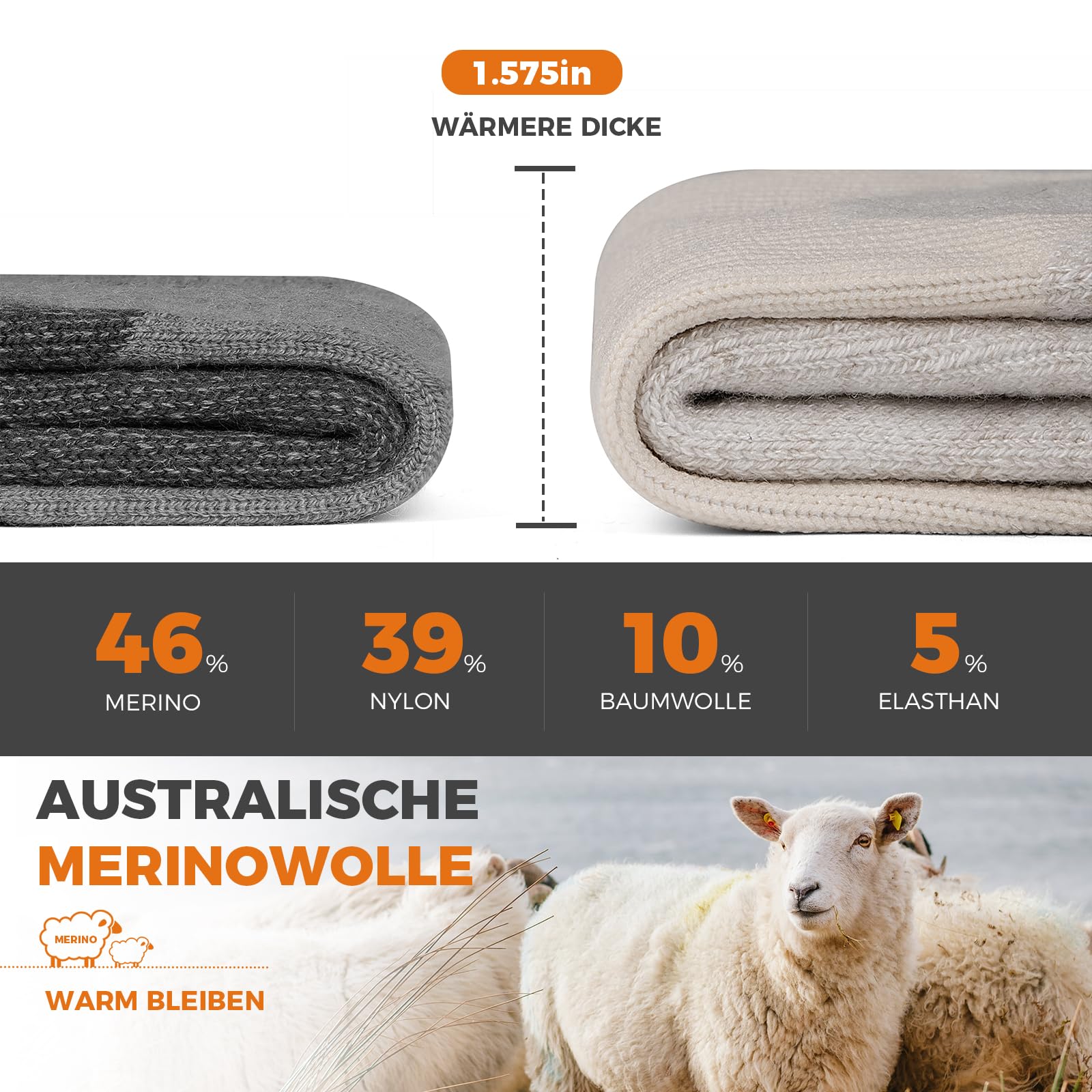 Rahhint Chaussettes de randonnée en mérinos compression anti-ampoules 3 paires Taille 31-52
