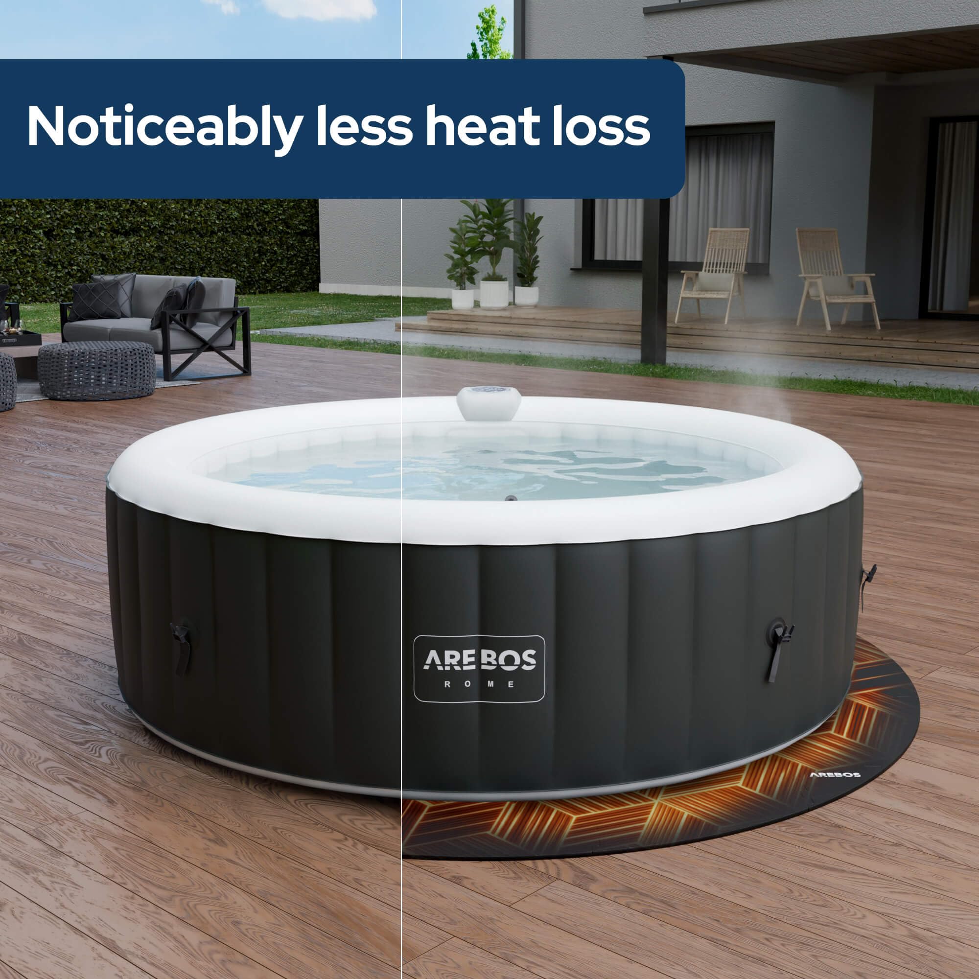 Arebos Esterilla Protectora Redonda Ø 200 cm para Piscina y SPA | Base EVA Tipo Puzzle para Whirlpool | Aislante y Antideslizante | Protección para spas Exteriores e hinchables