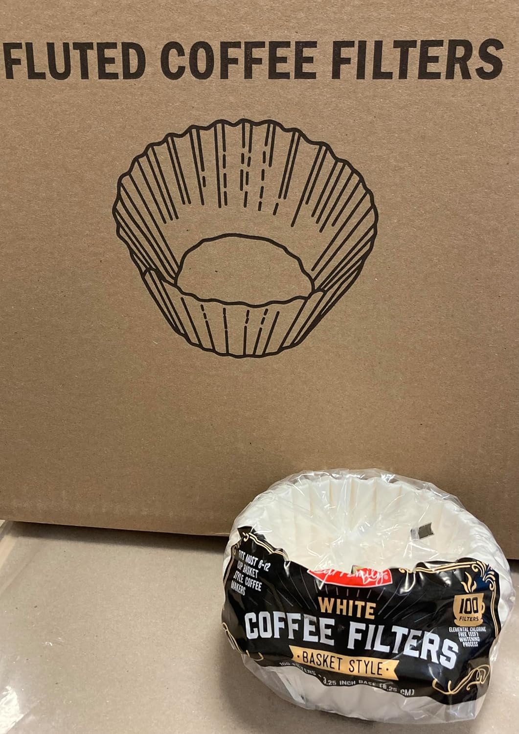 Fluten Coffee Filters, White, Basket Style 3.25 INCH BASE, 24 PACKS OF 100 FILTERS/CASE
