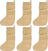 Vista 1 de Homeford Medias navideñas de yute de arpillera, 16 pulgadas, paquete de 6 (natural)