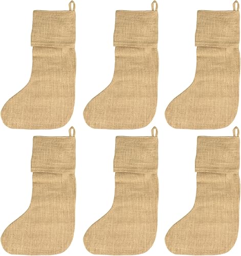 Homeford Medias navideñas de yute de arpillera, 16 pulgadas, paquete de 6 (natural)