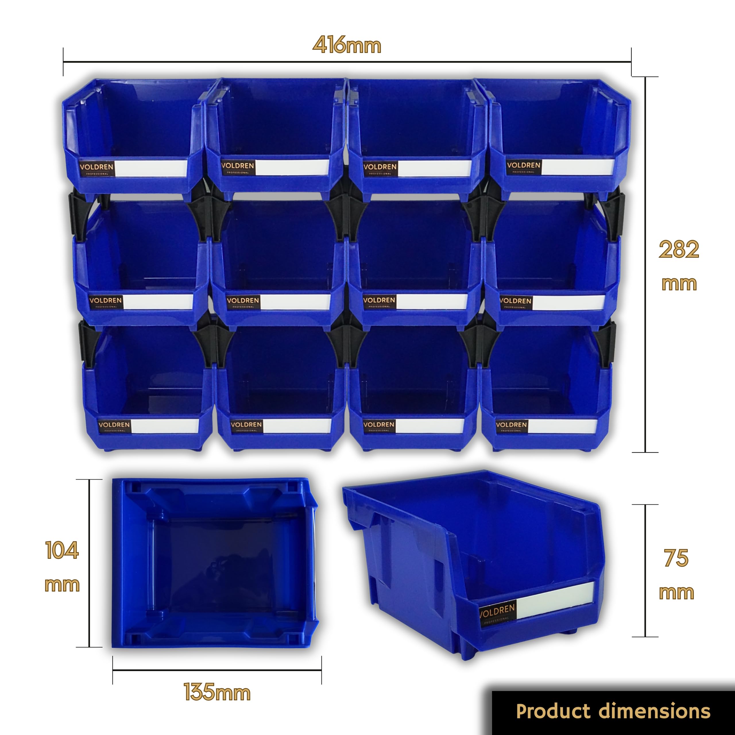 Etagère murale rangement outils, Organisateur de vis, Rangement Empilables Atelier Garage avec Panneaux Muraux, Étagère à tiroirs pour outils, Étagère à outils murale (noir, 12)