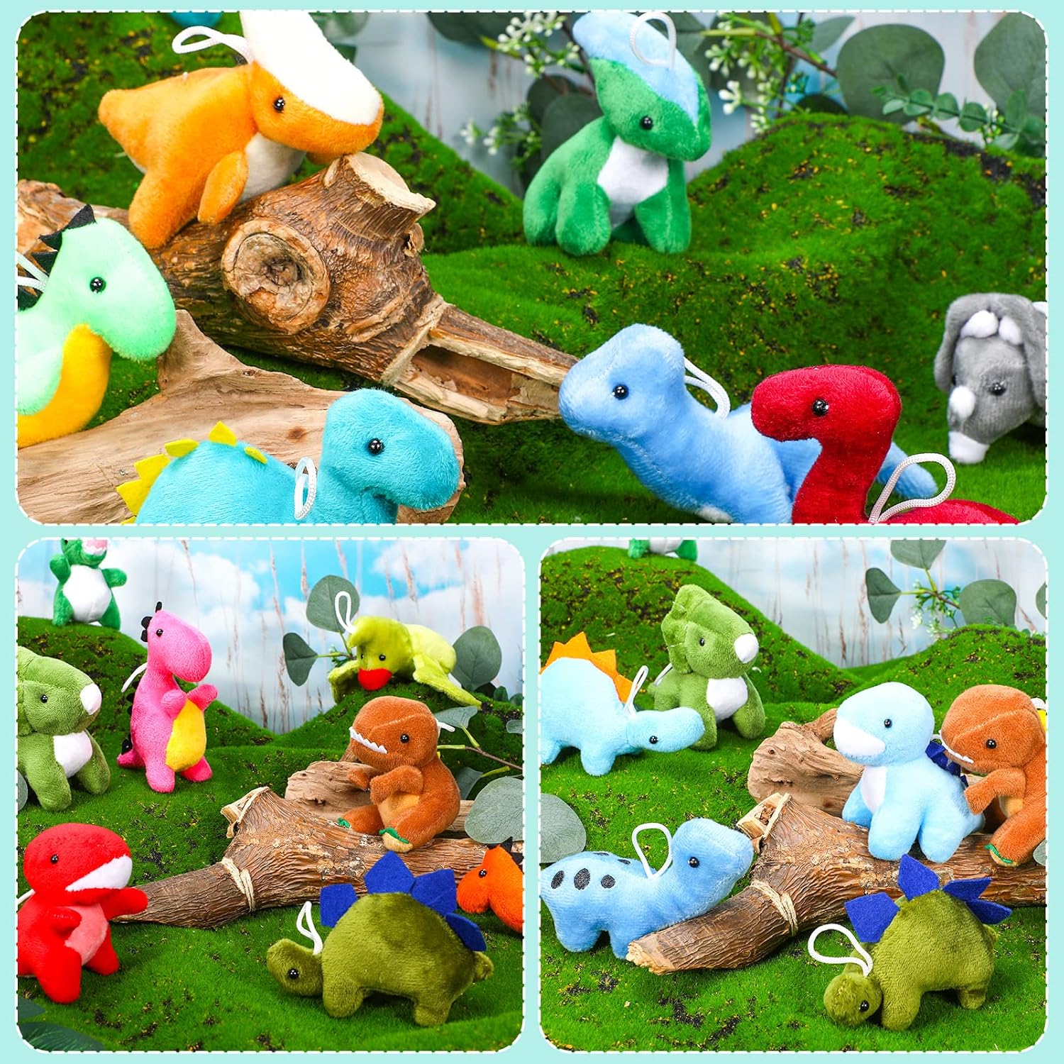 20 Pcs Mini Plush Dinosaurs Bulk Soft Dinosaur Figures Assortment