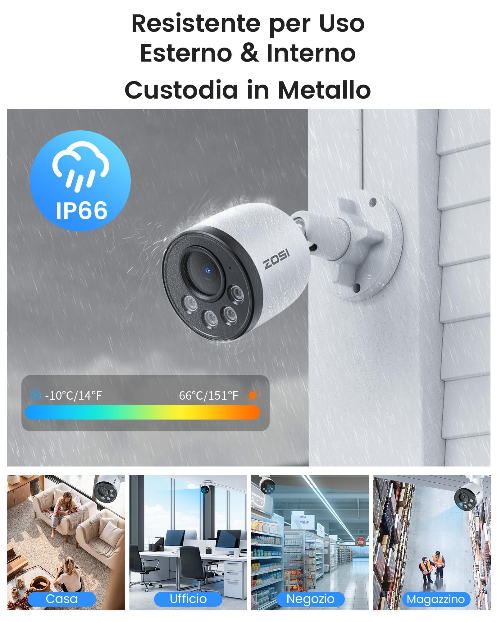 ZOSI 4K 8CH - Kit di videosorveglianza PoE per esterni, telecamera IP PoE 8MP con 8 CH 8 MP NVR, rilevamento di persona, allarme istantaneo, accesso remoto, visione notturna e registrazione 24/7