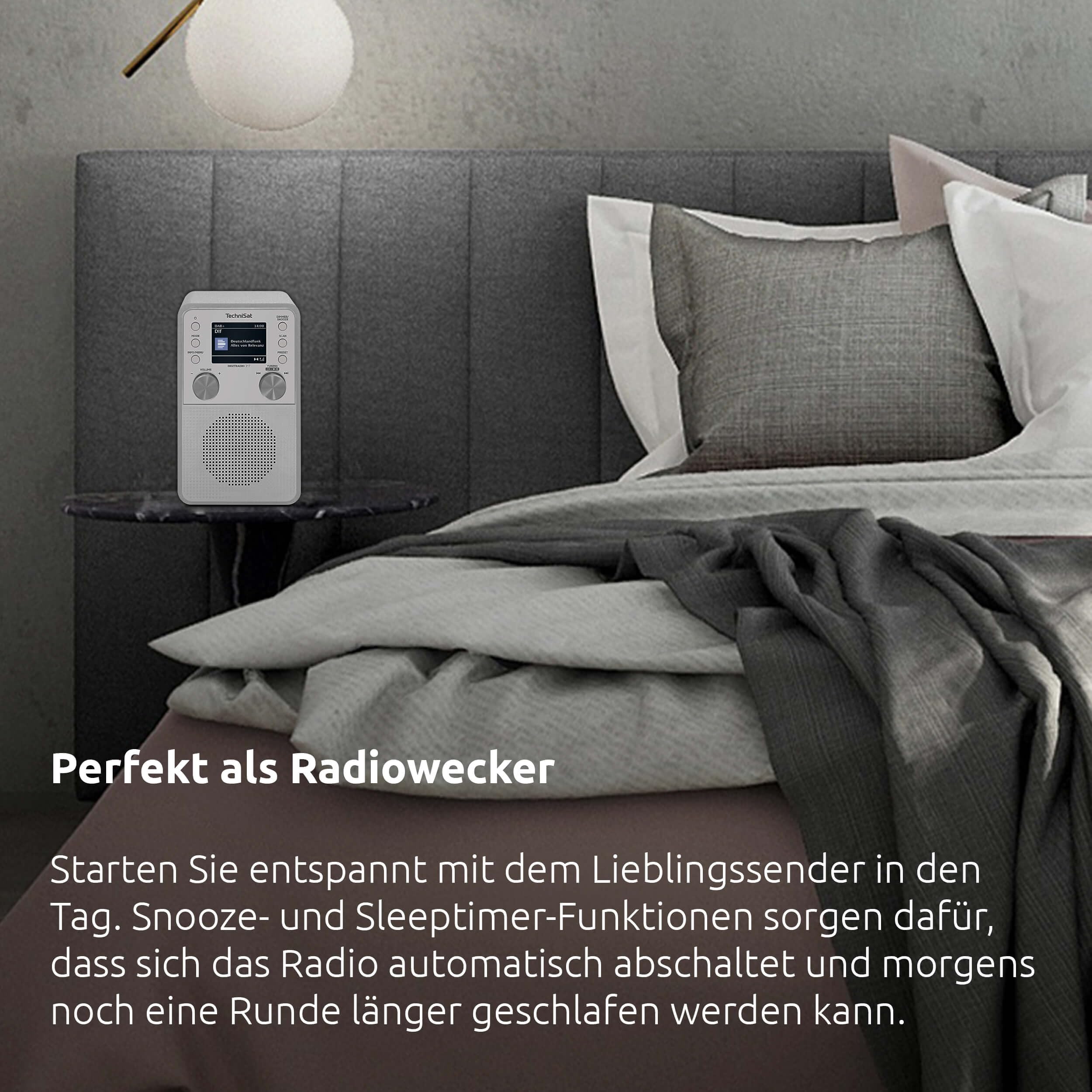 TechniSat DIGITRADIO 317 - Vertikales DAB+ UKW Radio mit Bluetooth Audiostreaming, Radiowecker, Sleeptimer, 2,4 Zoll Farbdisplay, 3 Watt, weiß