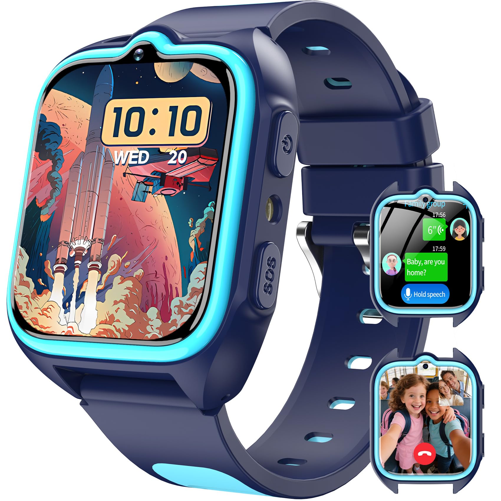 Blackview Smartwatch Damen, Bluetooth-Anrufe/LED-Leuchten/2 Armbänder (Kautschuk/Nylon), Sportuhr mit Puls-Schlaf-SpO2-Schritte-Kalorien-Kilometer-Monitor, 350mAh (6+ Tage), Fitnessuhr für Android iOS