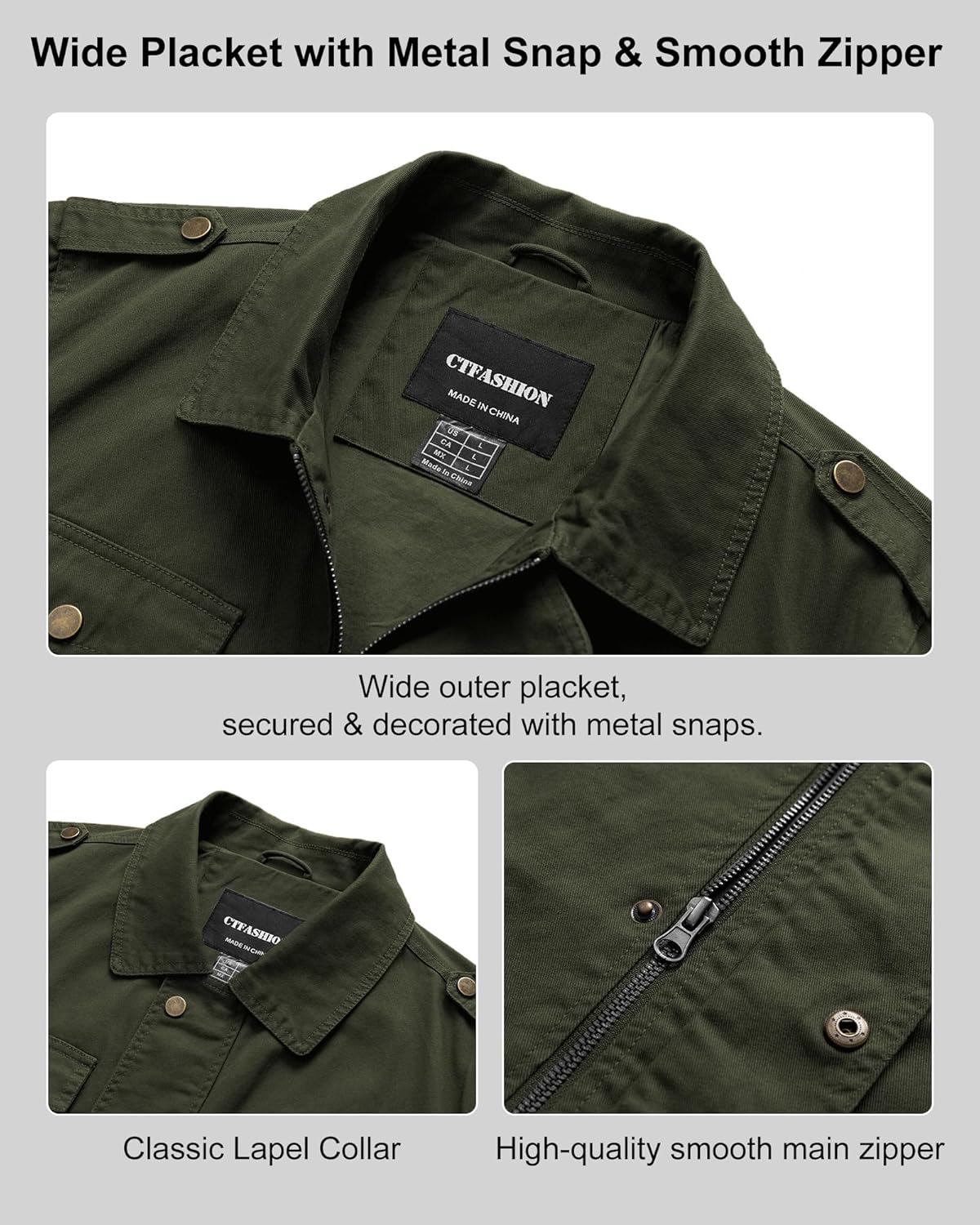 Men's Military Jacket Cotton Lightweight Coats Canvas Field Work Bomber Casual Stylish Fall Spring Outerwear - Image 6