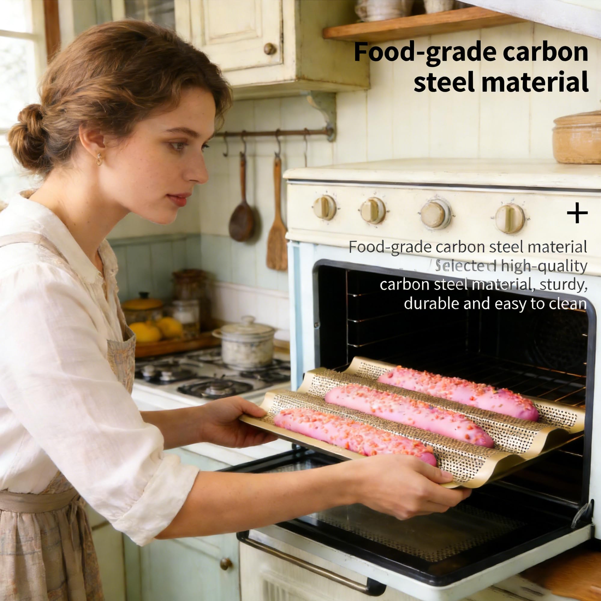 Teglia da forno per baguette, bastoncino francese per 3 baguette, forato per pagnotta, stampo per baguette, accessori per la cottura del pane, vassoio per baguette, foglio per baguette