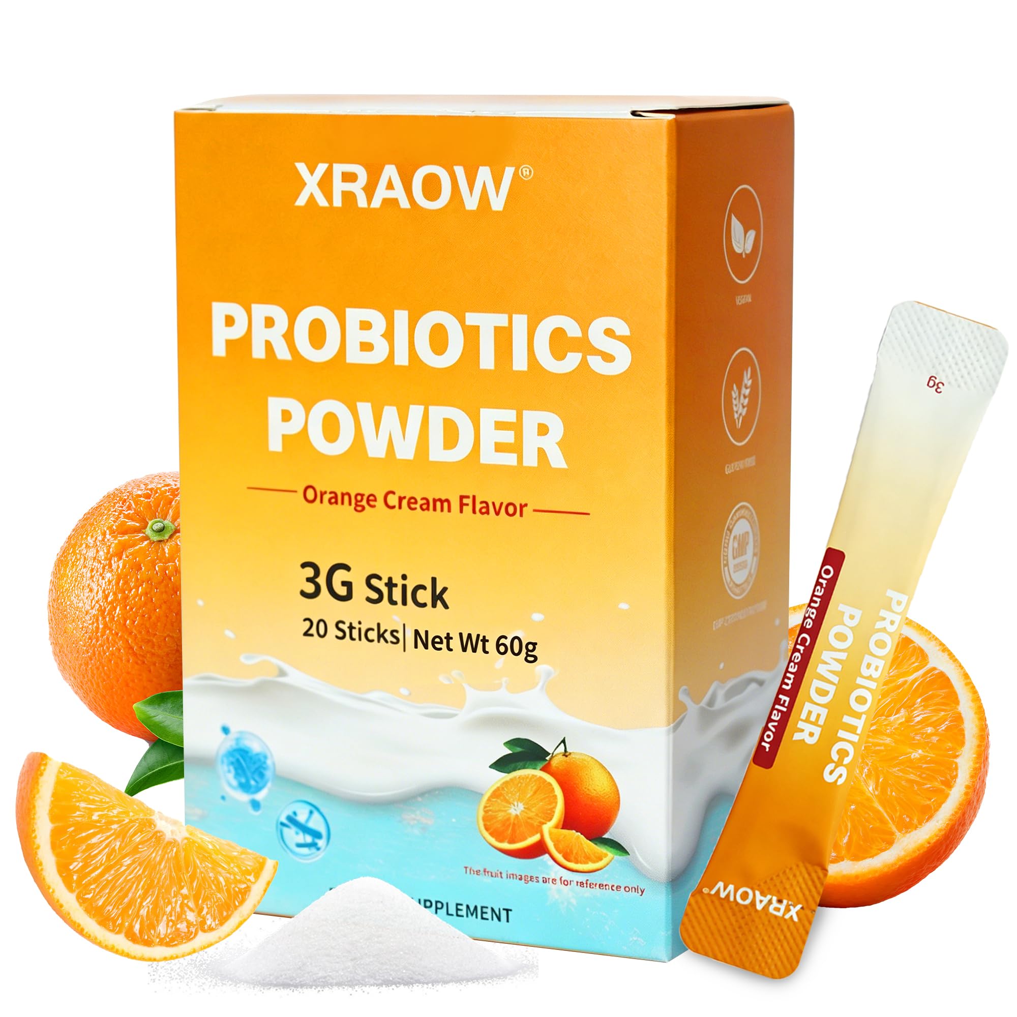 60B CFU Probiotic + Prebiotic Powder, 11 Strains, Women & Men Gut Health