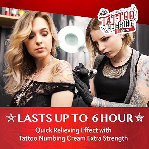 Miniatura 3 de Crema anestésica para tatuajes de máxima fuerza (1.47 onzas), 6 horas de fuerza máxima, crema anestésica para depilar cera brasileña, la mejor crema