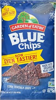 Garden of Eatin' Organic Blue Corn Tortilla Chips, Gluten-Free Non-GMO, Hearty Crunch 16 oz Bag