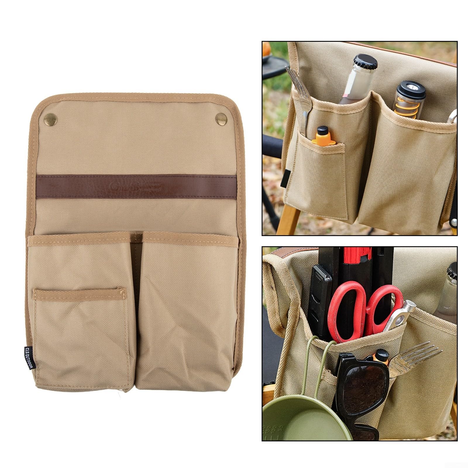 Bolsa de almacenamiento portátil plegable para silla, organizador lateral de lona con múltiples bolsillos para sillas de camping, sillas de ruedas, sillas de playa, actividades al aire libre
