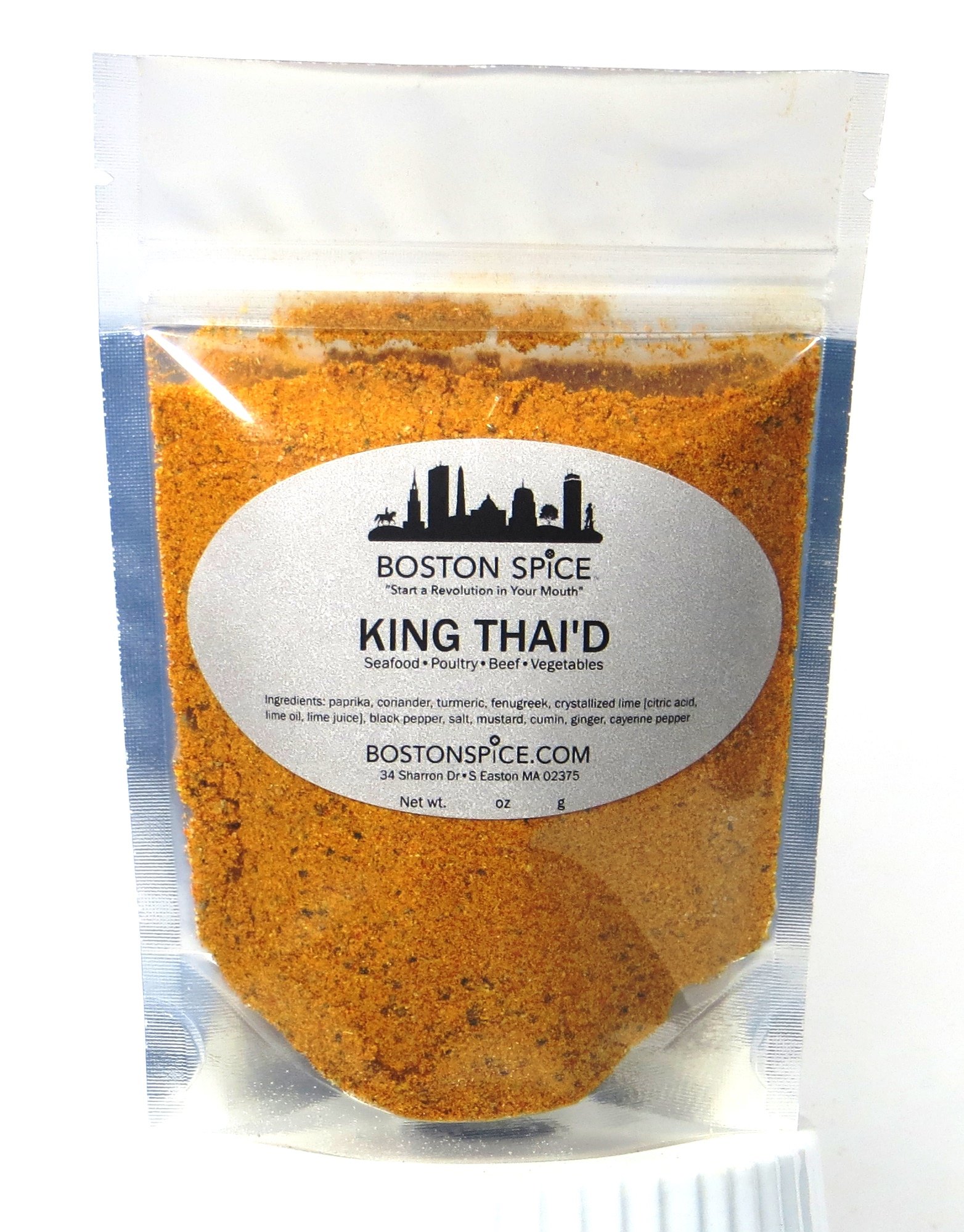 Boston Spice King Thai'd Gourmet Handmade Thai Asian Oriental Chinese Seasoning Blend Chicken Poultry Wings Seafood Shrimp Fish Cod Haddock Salmon Vegetables Potato Bake Grill Smoker 1/4 Cup 1.3oz/39g