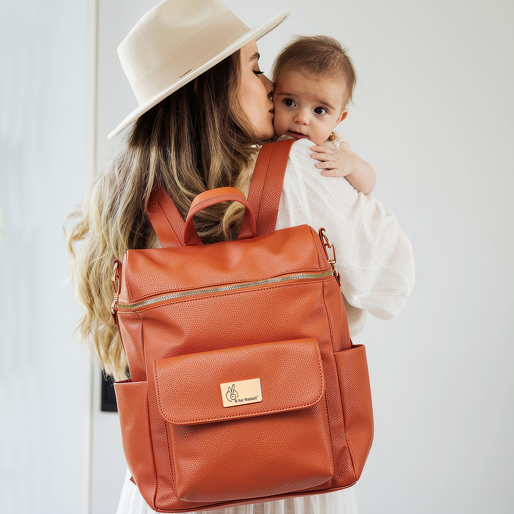 R for Rabbit Caramello Bold Ivy Diaper Bag for Moms, Premium Vegan Leather with Insulated Bottle Pockets, 7 Compartments, Maternity Travel Backpack, 24 Litre Capacity (Rust Orange)-image-38