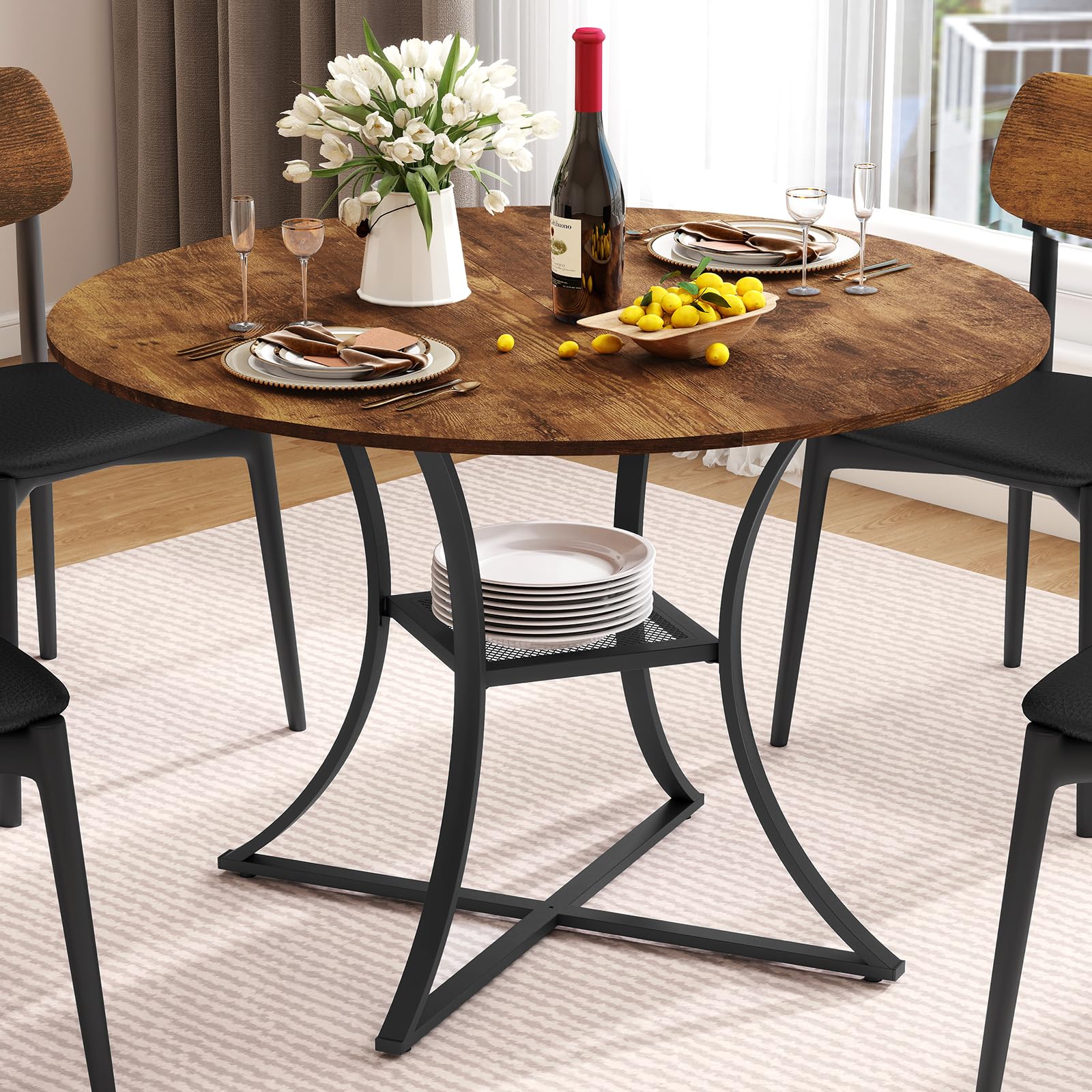 ARTETHYS Dining Table, 100cm Round Small Kitchen Tables for 2-4 Seater