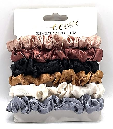 Miniatura 3 de Coleteros para el cabello, paquete de 4 o 6, satén suave o seda, coloreados o estampados, accesorios para el cabello para mujeres y niñas (5)