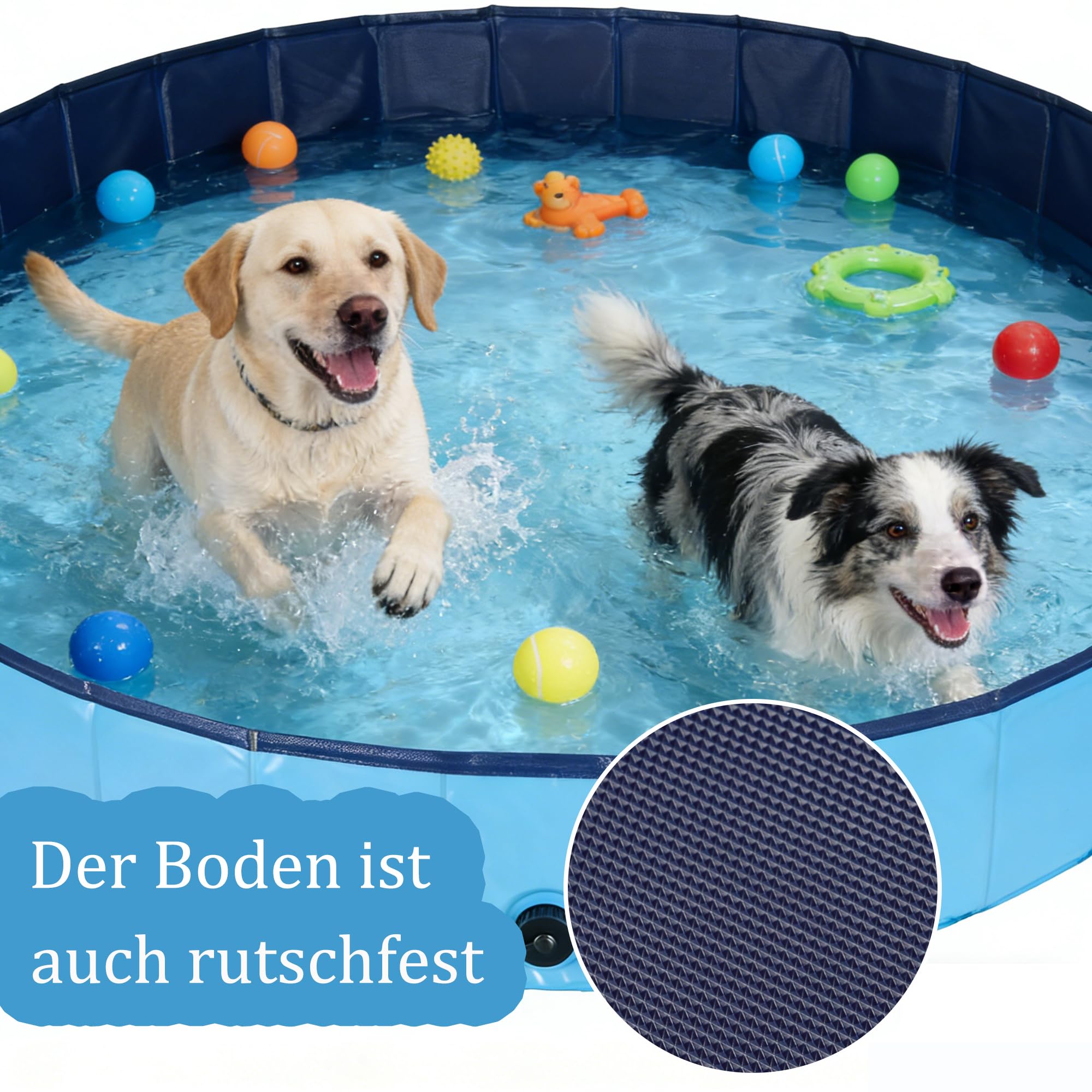 Faltbare Hundepool, nutzbar als Hundeplanschbecken Hundebadewanne Swimmingpool oder Bällebad für Klein Große Hunde, 160x30cm