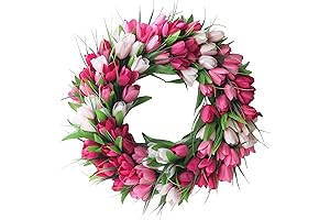Beautiful 20 Inches Artificial Tulip Door Wreath for Spring