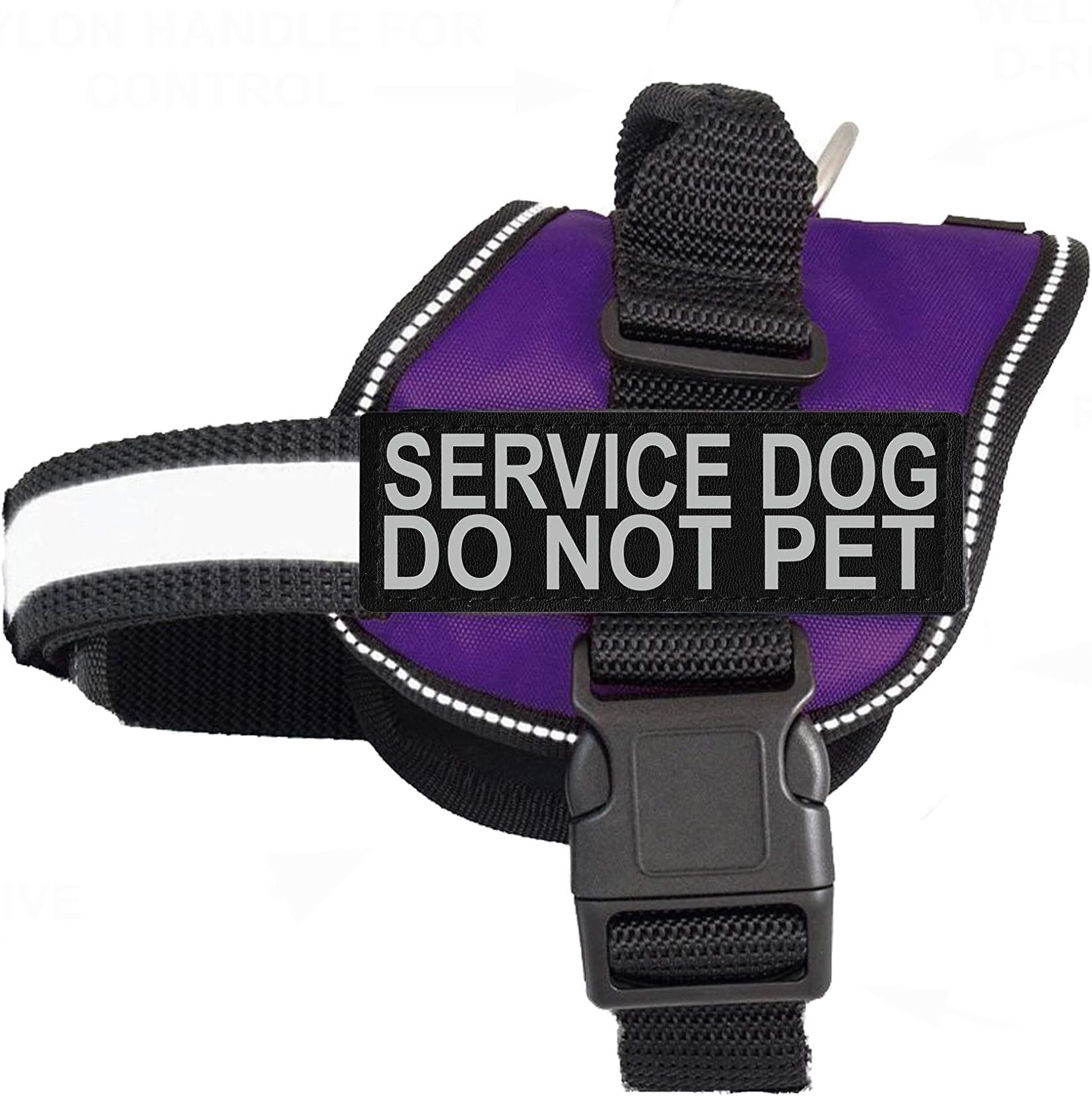 Doggie Stylz Service Dog Harness Vest Comes with 2 Reflective Service Dog DO NOT PET Removable Patches. Please Measure Dog Before Ordering (Girth 24-31", Purple)