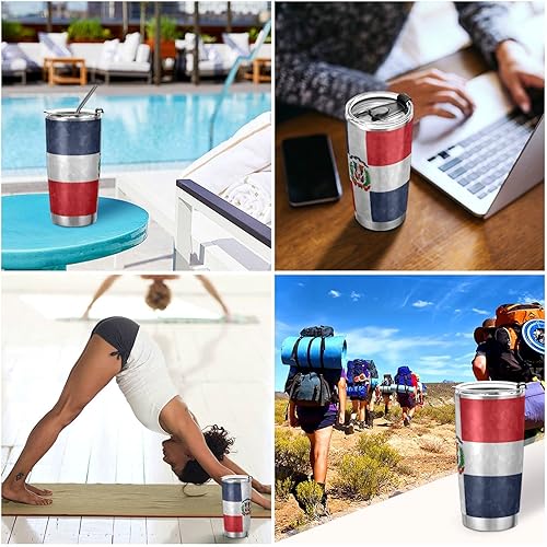 Miniatura 6 de Vaso de café aislado con la bandera de República Dominicana para el regreso a clases, contenedor de bebidas para la oficina, taza de viaje