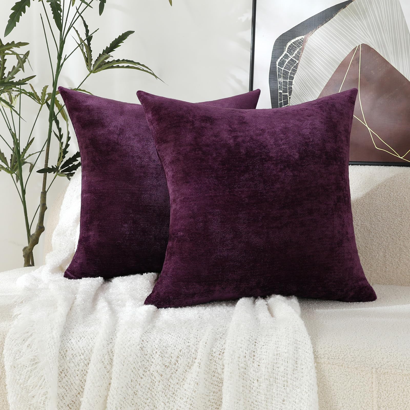 Jeneoo Bright Red Decorative Throw Pillow Covers Soft