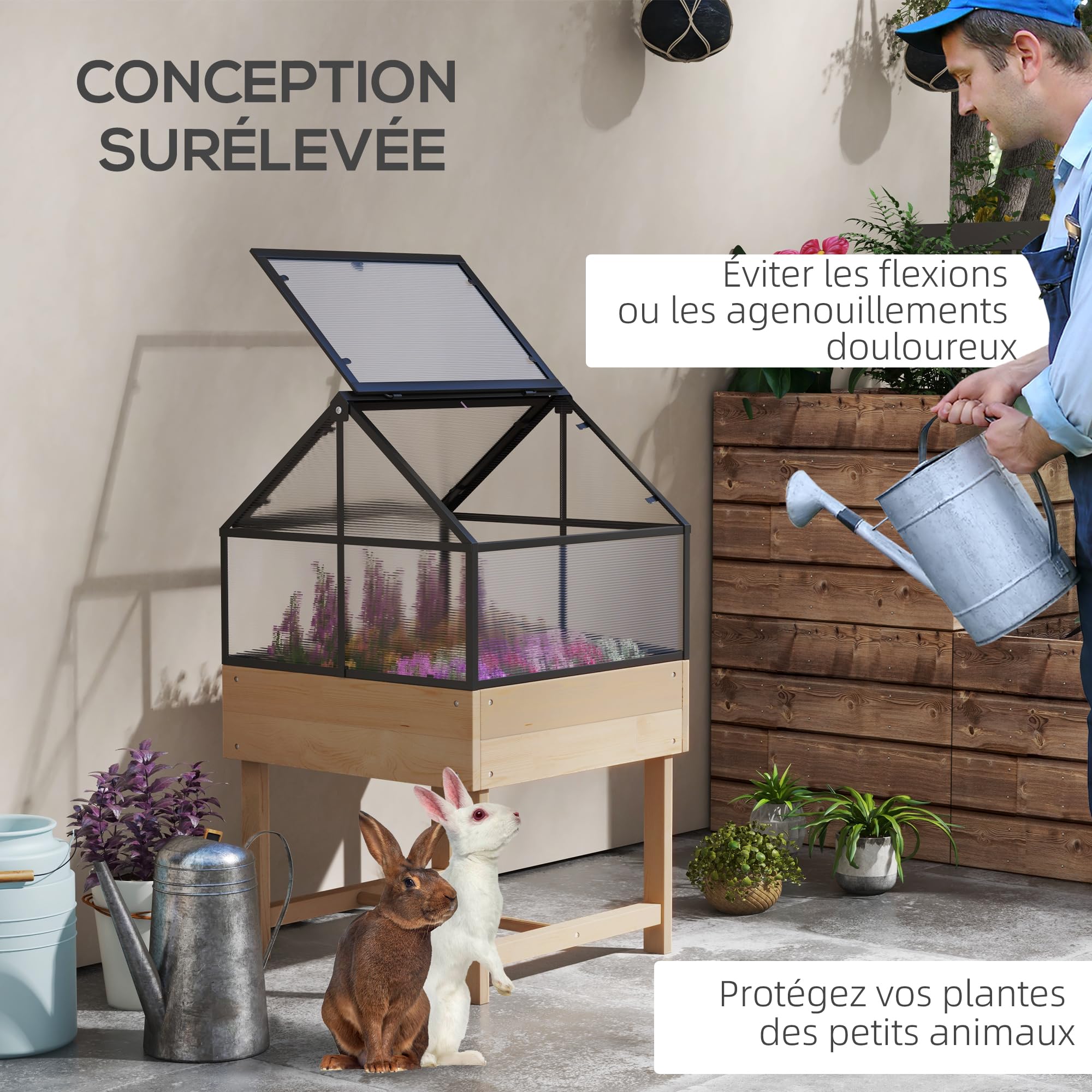 Outsunny Mini-Kas, 4-laags Kas met Kunststof Zeil, Draagbaar, met