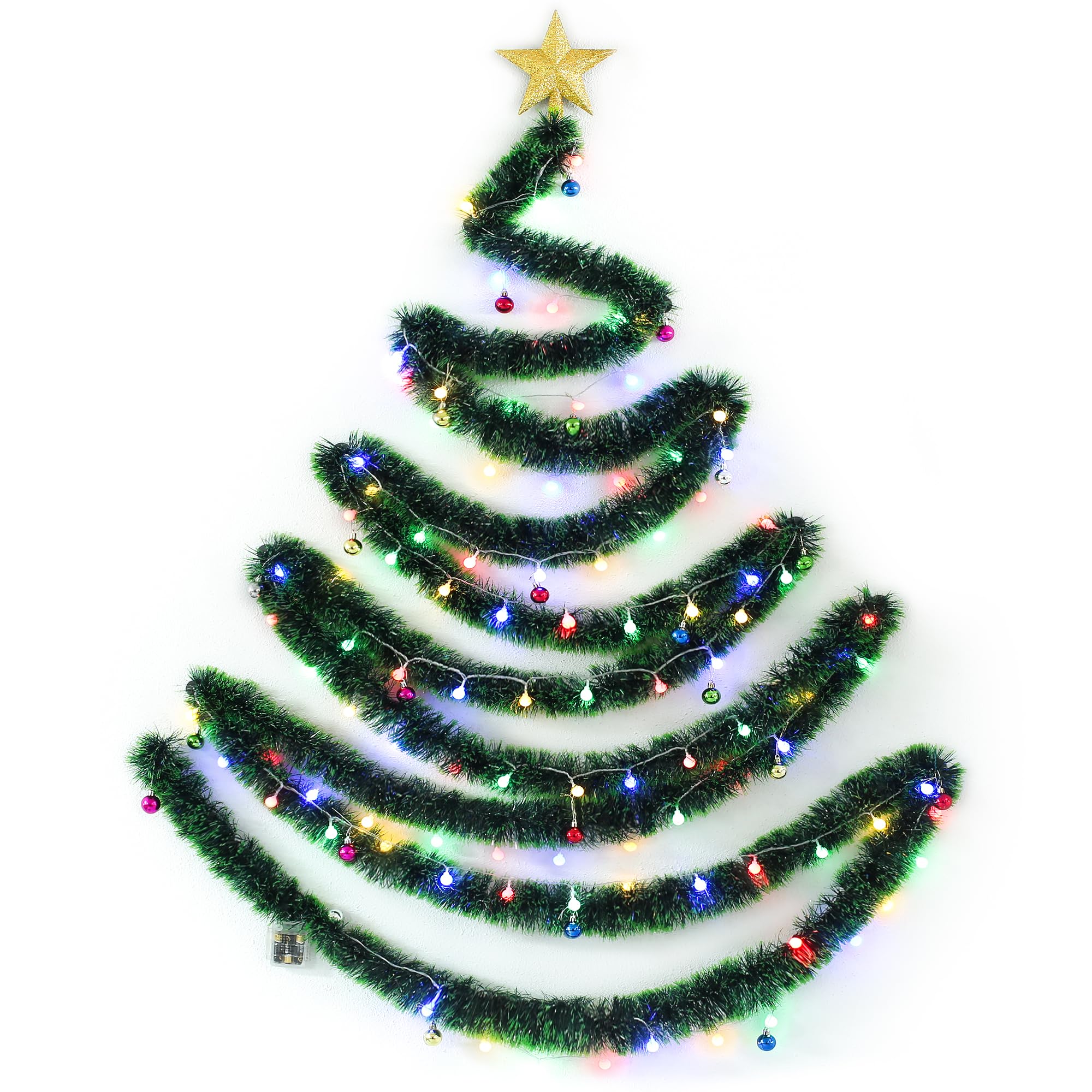 BrillihoodDIY Wall Mounted Christmas Trees with LED RGB Light, Kids Toys Wall Hanging Christmas Tree, Space-Saving Christmas Decor Ideas for Small Space Home Holiday Decoration