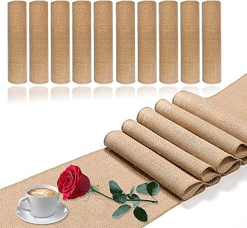 5 Pack Burlap Table Runners, 12 x 71 Inch Rustic Table Runner Farmhouse Table Decor, Burlap Woven Fabric Placemats Rustic Long Roll Home Decor for Outdoor Wedding and Dinner
