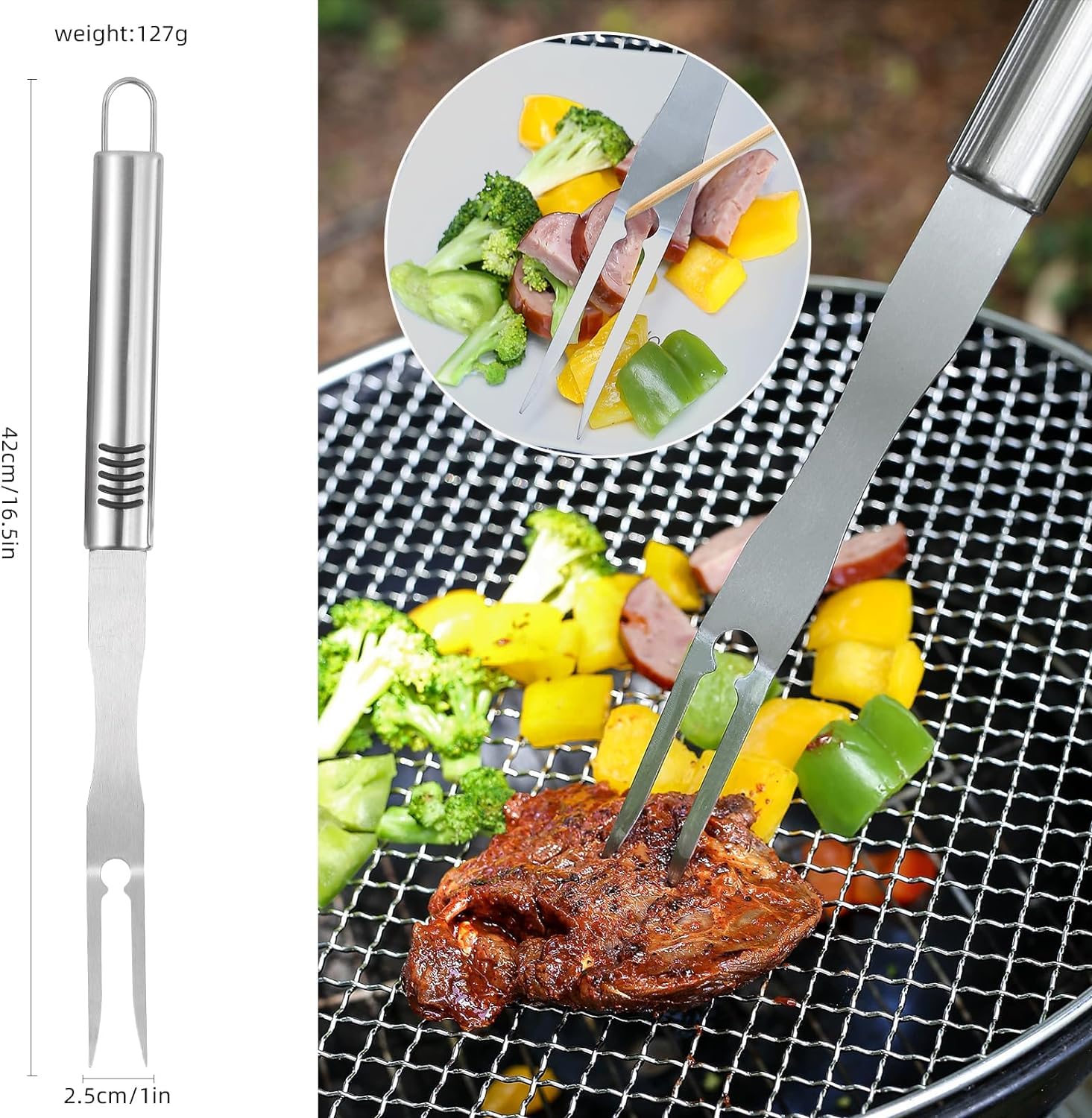 Juego de herramientas de parrilla para barbacoa, kit de accesorios de parrilla de acero inoxidable de 16 pulgadas para hombres, kit de regalo de utensilios de parrilla de barbacoa con bolsa de