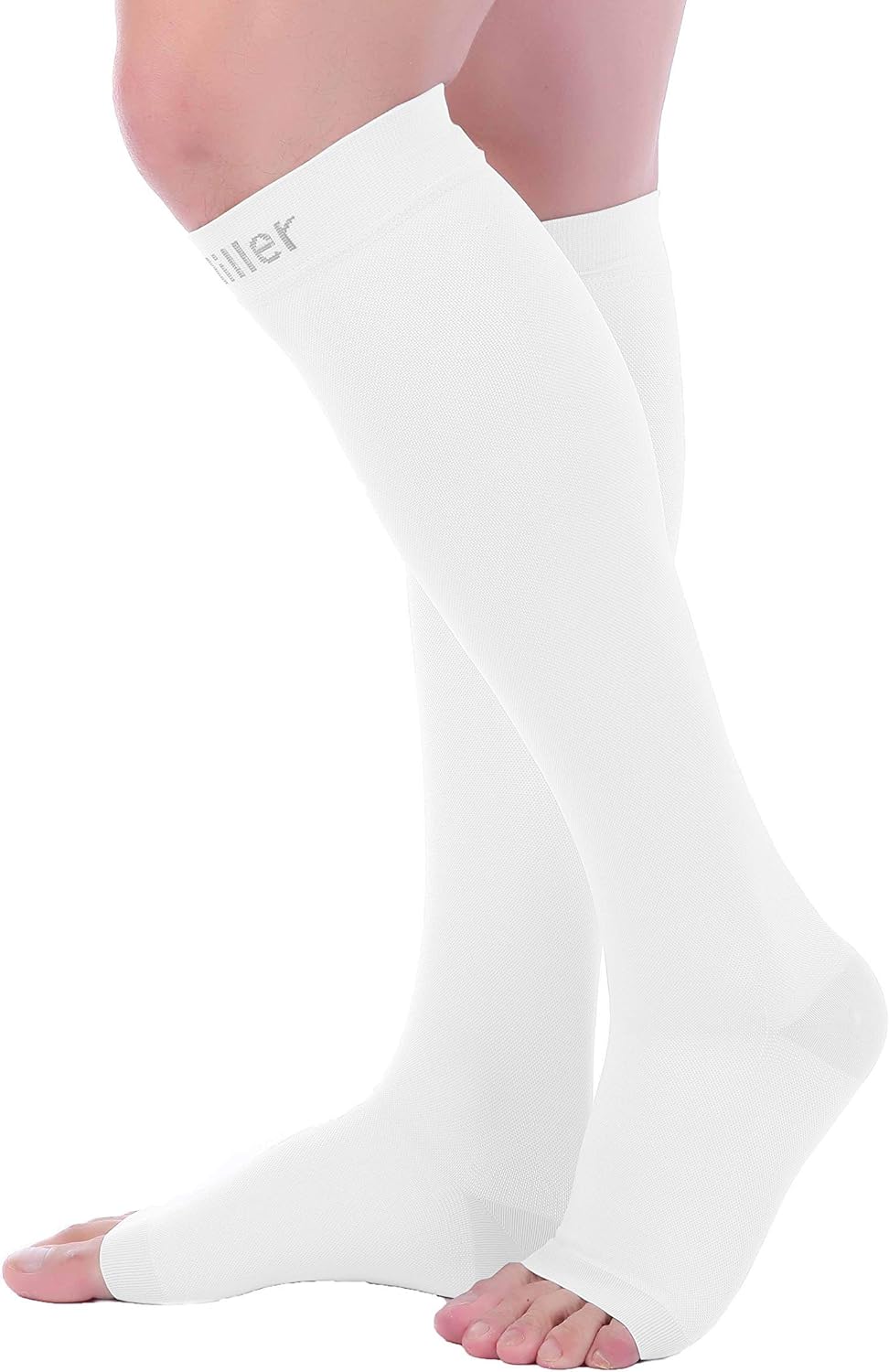 Get Discount 70% Price Doc Miller Open Toe Compression Socks Women and Men, Toeless Compression Socks Women, Support Circulation Shin Splints and Calf Recovery, Varicose Veins, 1 Pair White Knee High, Medium, 20-30mmHg