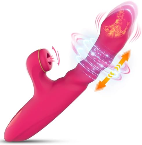 Realistic Dildo, G-Spot Thrusting Dildo Vibrator with Heating, Clitoral Stimulator Tongue Licking Toy with 7 Thrusting Vibrations, Rechargeable Personal Massager Adult Sex Toys & Games for Women
