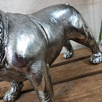 Darthome Vintage Silver British Bulldog Home Ornament Sculpture Figurine Statue Gift 27cm