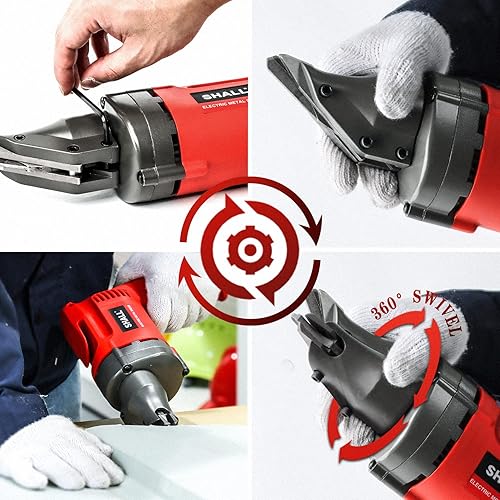 Miniatura 6 de SHALL Cizalla eléctrica de corte de metal, cortador de chapa metálica con cable de 4.0 amperios, velocidad variable con cabezal giratorio de 360