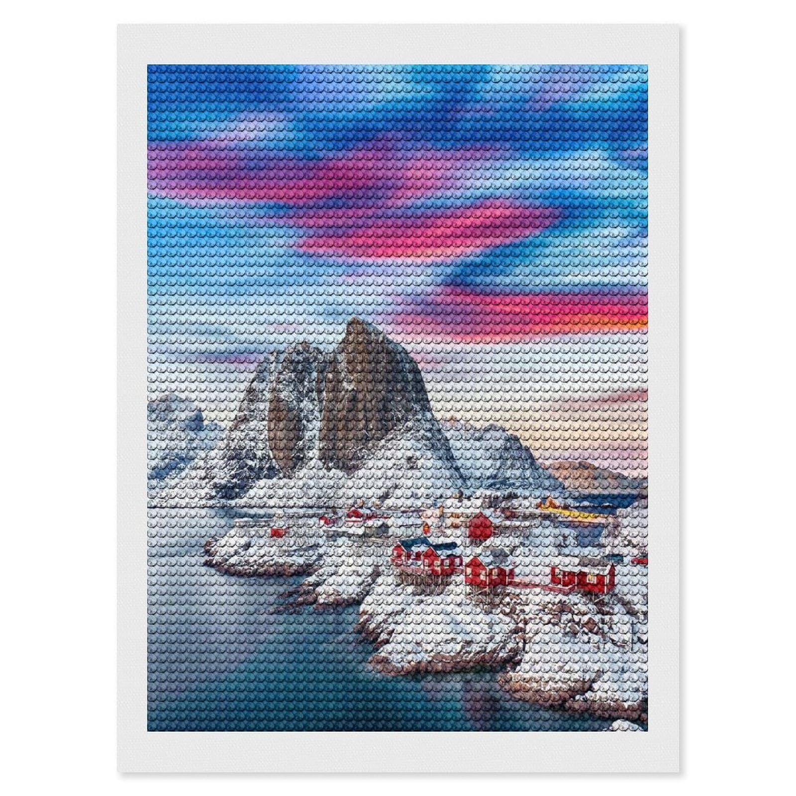 Junmoney Colorful Sky Aesthetic Diamond Painting Kit 12"x16", Adhesive Canvas, Home Wall Decor, for Beginners, Birthday Gift, Full Kit Included