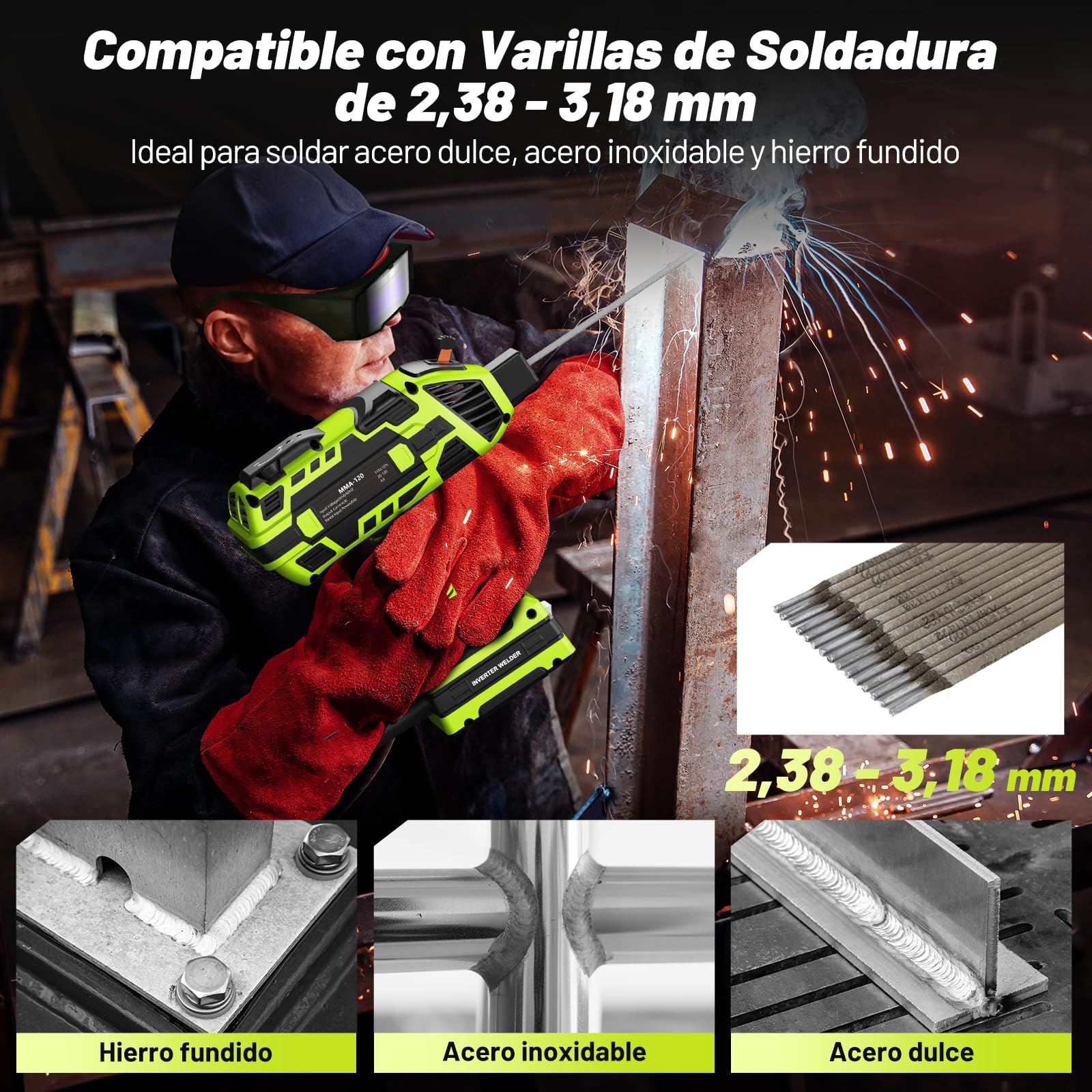 SEESII 220 V Soldador al Arco - FA202G Soldador Eléctrico Arco de Mano con IGBT y Ajuste Variable de Corriente para Varilla de Soldar 2,4 mm - 3,2 mm