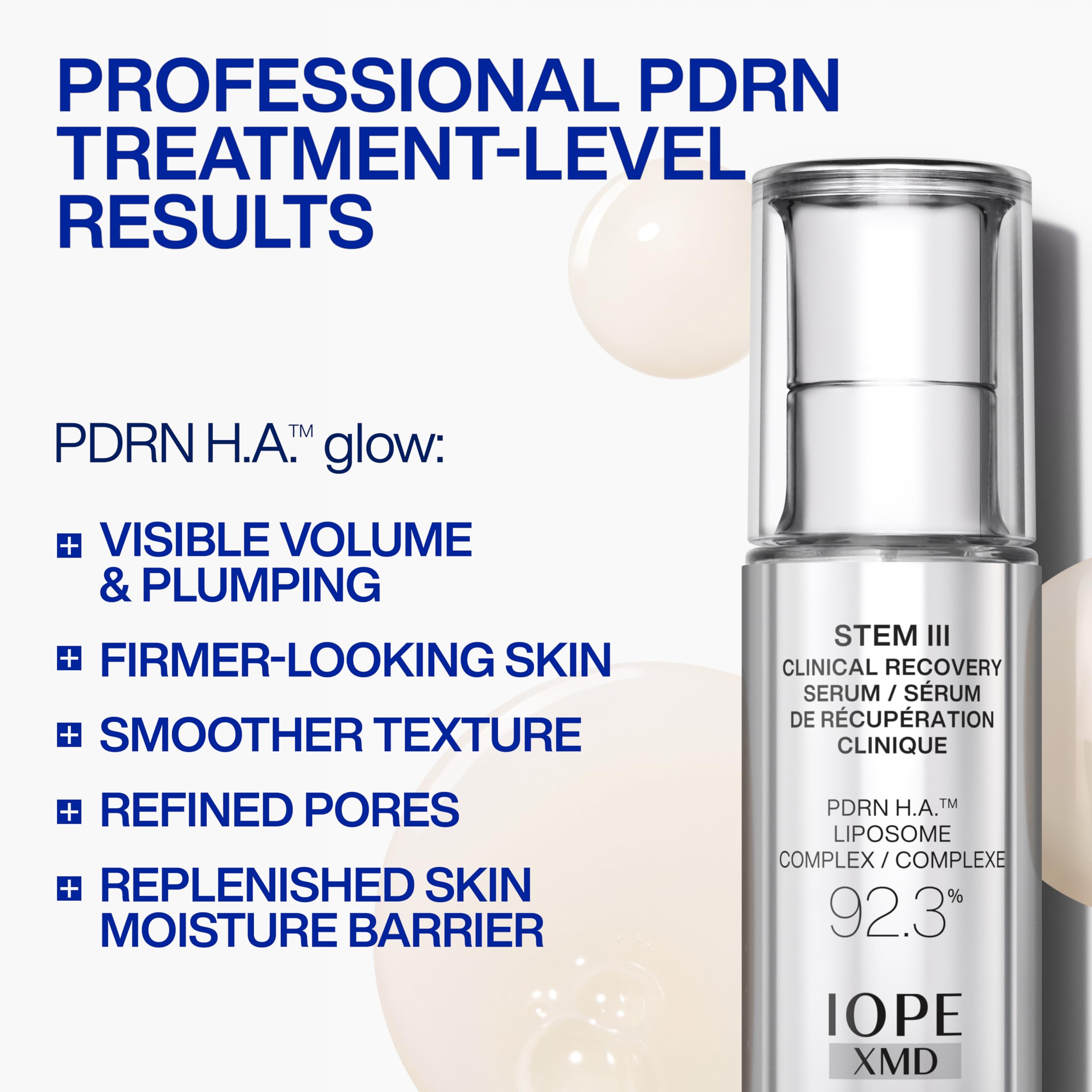 IOPE XMD Stem III Clinical Recovery Serum - Professional PDRN Treatment-Level Results - Visibly Firms, Plumps Volume, and Refines Pores - With Hyaluronic Acid - 1.69 fl. oz.