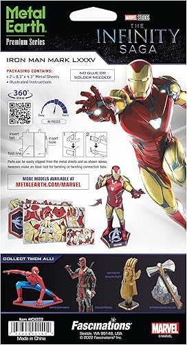 Miniatura 2 de Metal Earth Serie Premium Marvel Iron Man Mark LXXXV Kit de modelo de metal 3D con pinzas Fascinaciones
