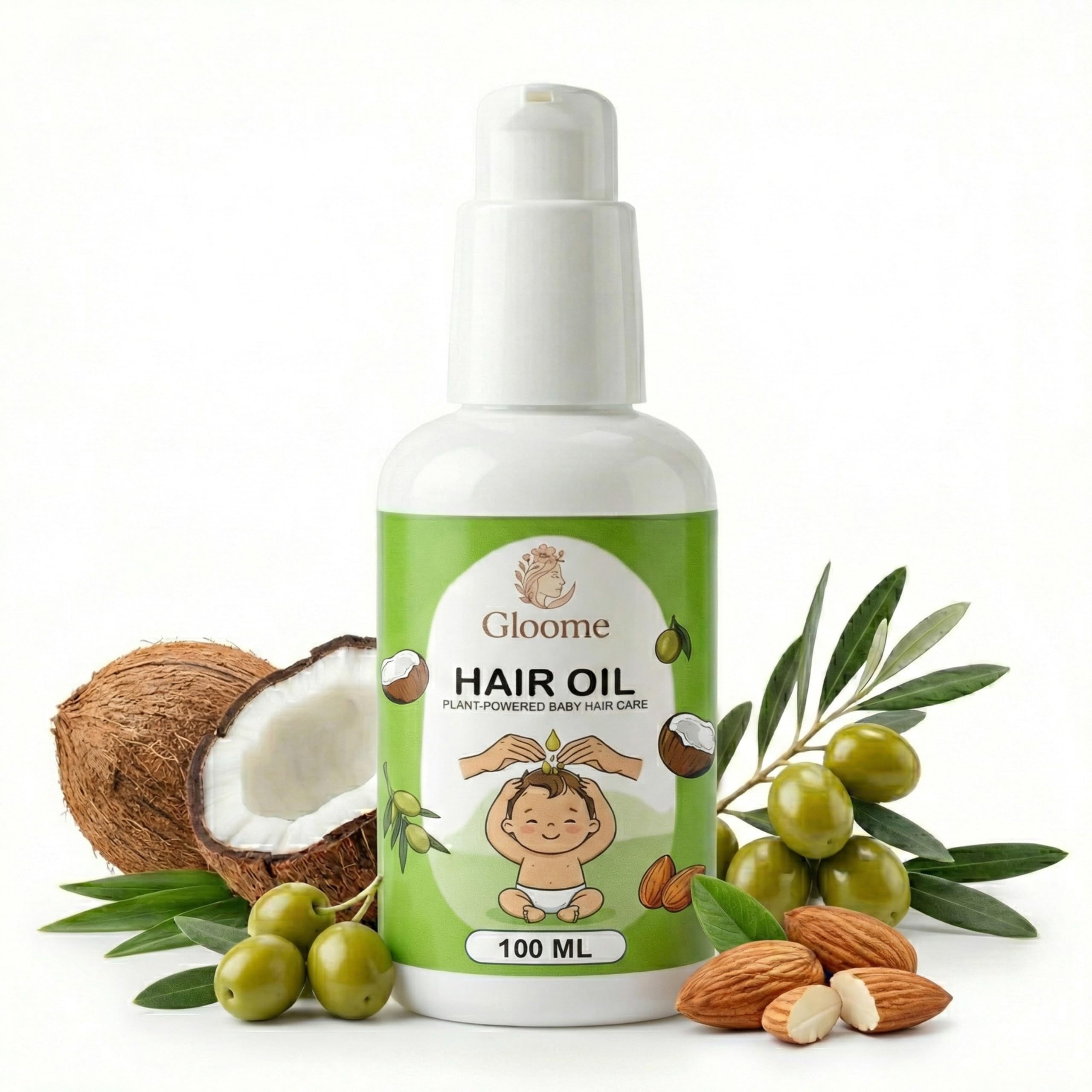 GLOOME Baby Hair Oil -100ml | 100% Natural Hair Growth Oil for Babies | Almond, Coconut & Olive Oil Blend | Nourishes Scalp, Strengthens Hair & Soothes Dry Scalp | Dermatologist Tested-picture-29