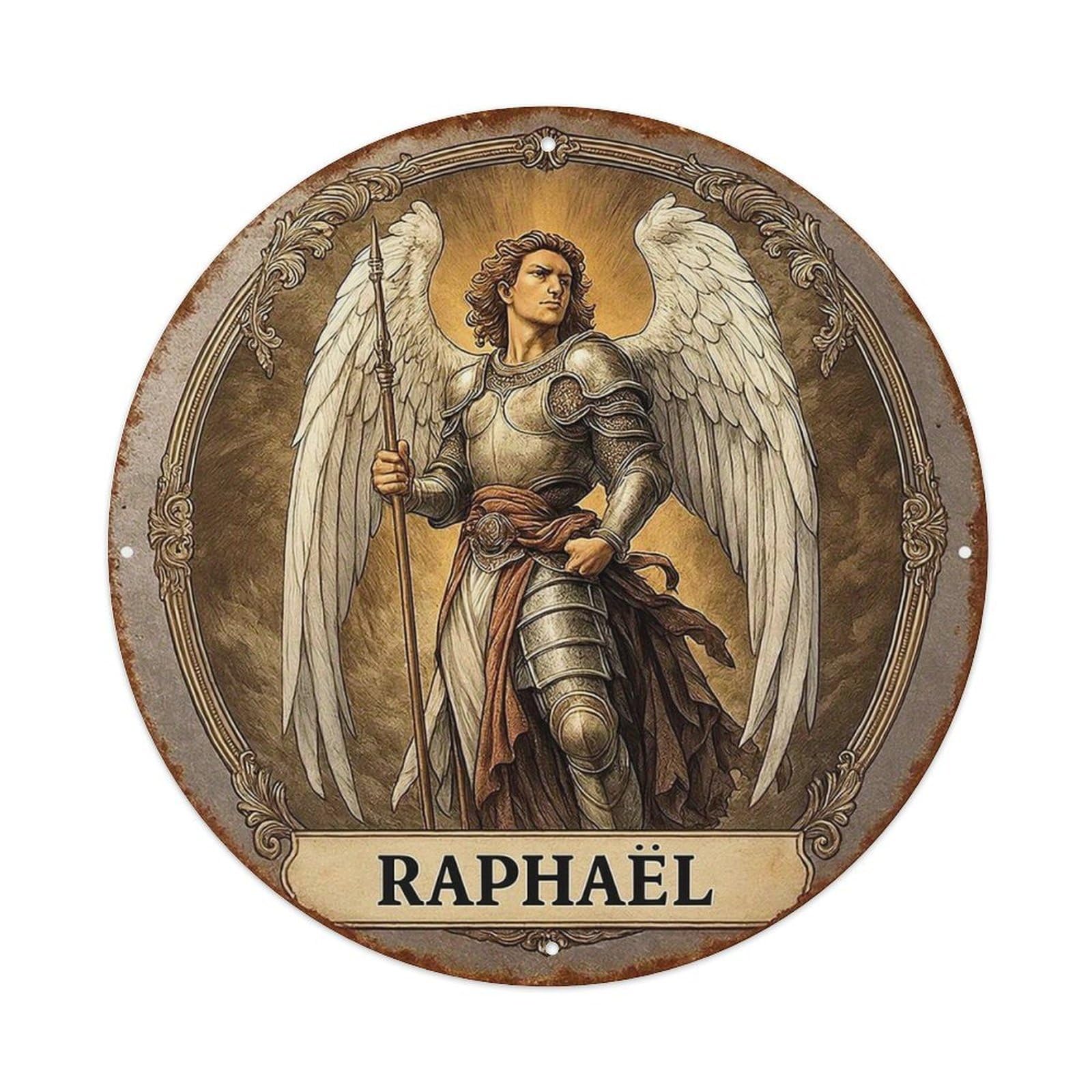 Angel With Wings And Spear Metal Tin Sign Plaque