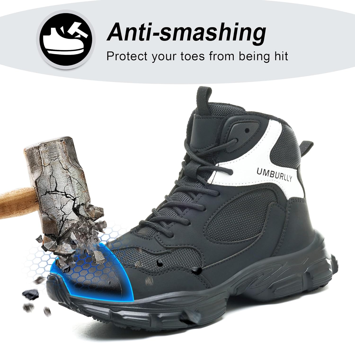 Steel Toe Shoes Women Safety Shoes Lightweight Comfortable Non Slip Thickened Sole Puncture Proof Steel Toe Sneakers Women Size 5.5-10 - Image 3