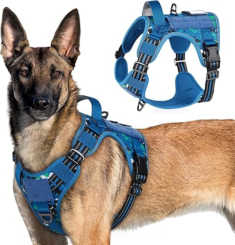 Miniatura 34 de rabbitgoo - Arnés táctico para perros grandes, chaleco de servicio militar sin tirones con asa y Molle, fácil control para entrenamiento y caminata