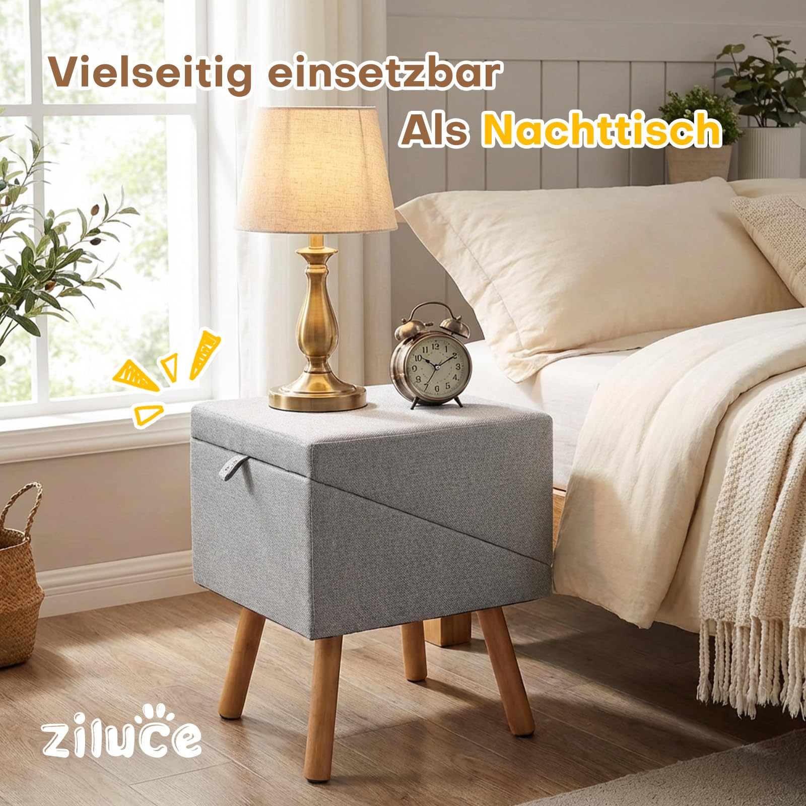 Scala per cani di piccola taglia e gatti per divano e letto, pieghevole, 2 in 1, in legno, per cuccioli, design ottomano (grigio chiaro, altezza 53,5 cm)
